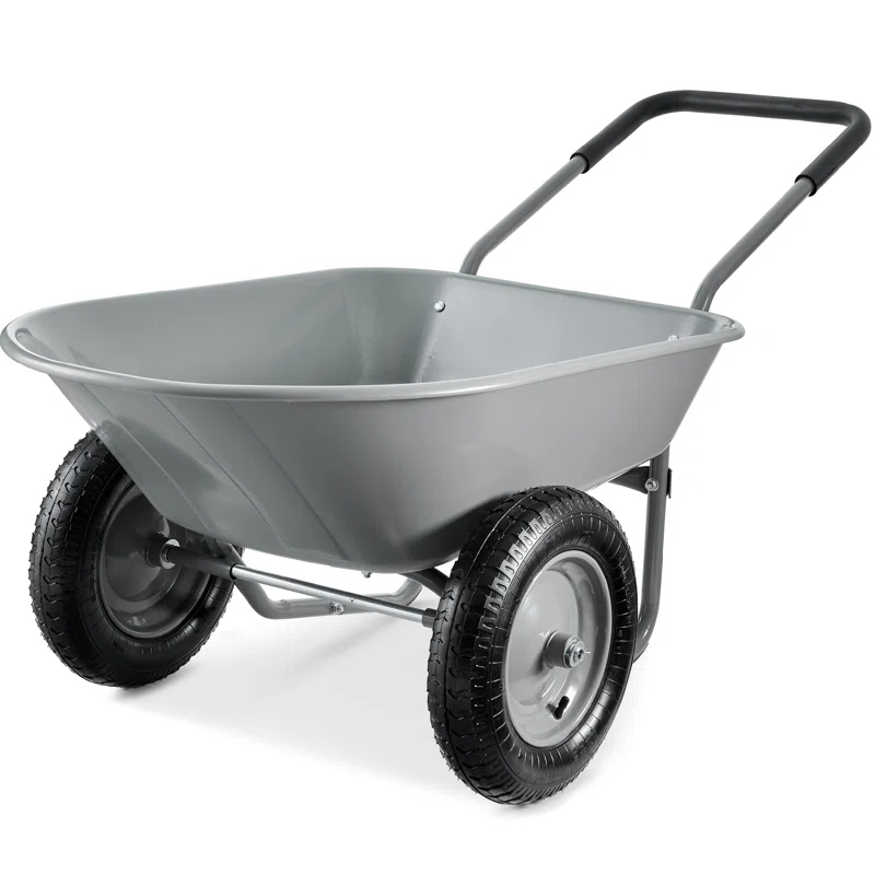 Best Choice Products Best Choice Products Dual-Wheel Home Wheelbarrow Yard Garden Cart For Lawn, Construction