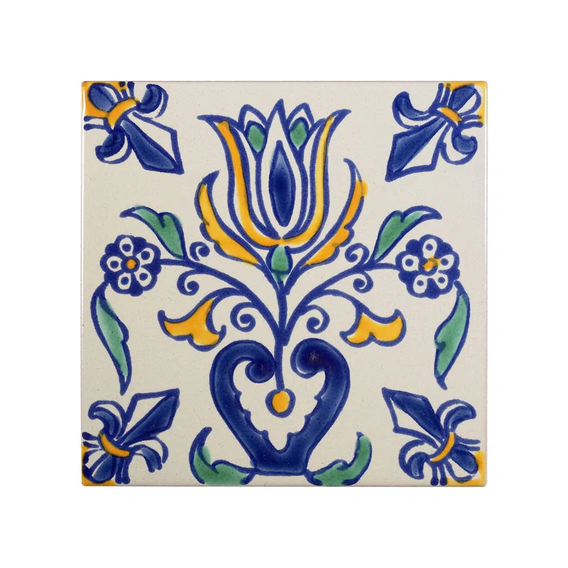Casablanca Market Mediterranean 4'' x 4'' Hand Painted Ceramic Decorative Accent Tile