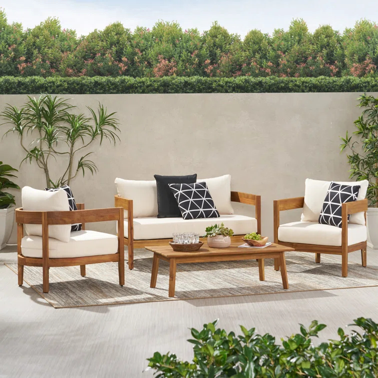 George Oliver Vita Outdoor 4 Piece Sofa Seating Group with Cushions