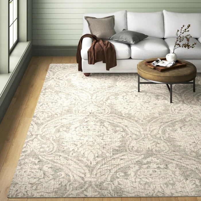 Rosemarie Abstract Handmade Tufted Wool Gray/Ivory Area Rug