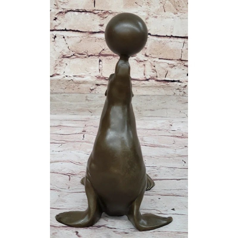 Rosecliff Heights Seal Balancing Ball on Nose - Bronze Figure Sculpture Original Art by Milo