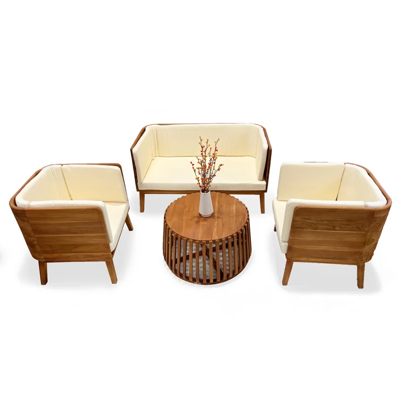 LuXeo Olivia Teak Deep Seating Set, 4-Person (Set of 4)