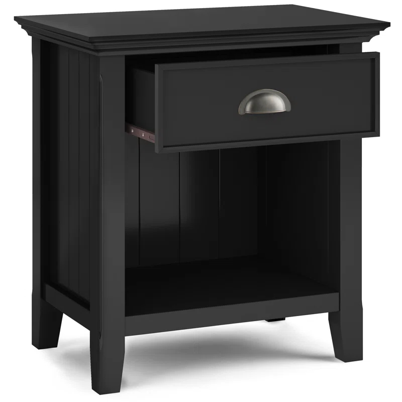 Simpli Home Acadian 24"W 1-Drawer Solid Wood Nightstand with Open Bottom Storage