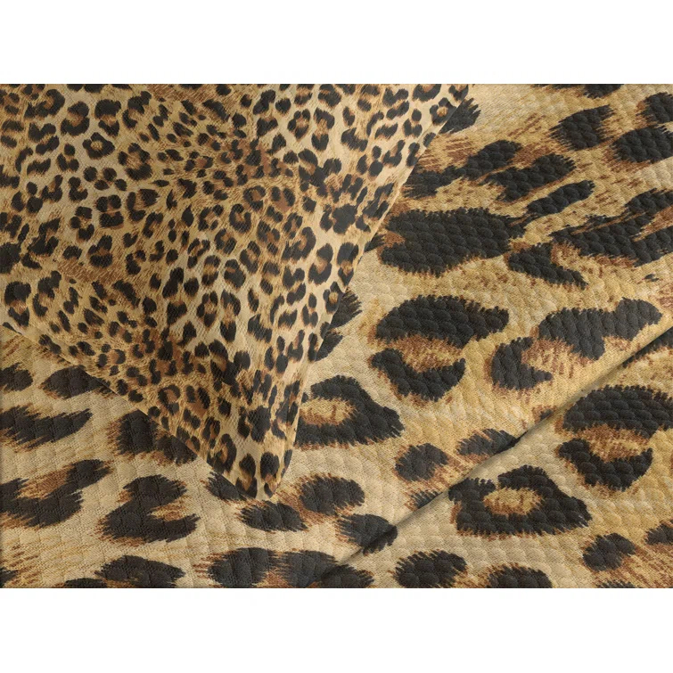 Ambesonne Ambesonne Brown Bedspread Set Leopard Print Brown