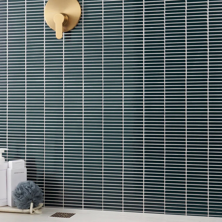 Monogram Stacked 11.19 In. X 11.9 In. Glossy Porcelain Mosaic Floor And Wall Tile (0.92 Sq. Ft. / Each)