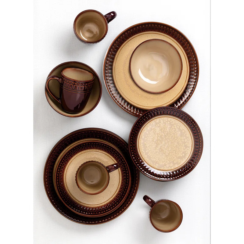 Lorren Home Trends 16 Piece Stoneware Dinnerware Set - Service for 4