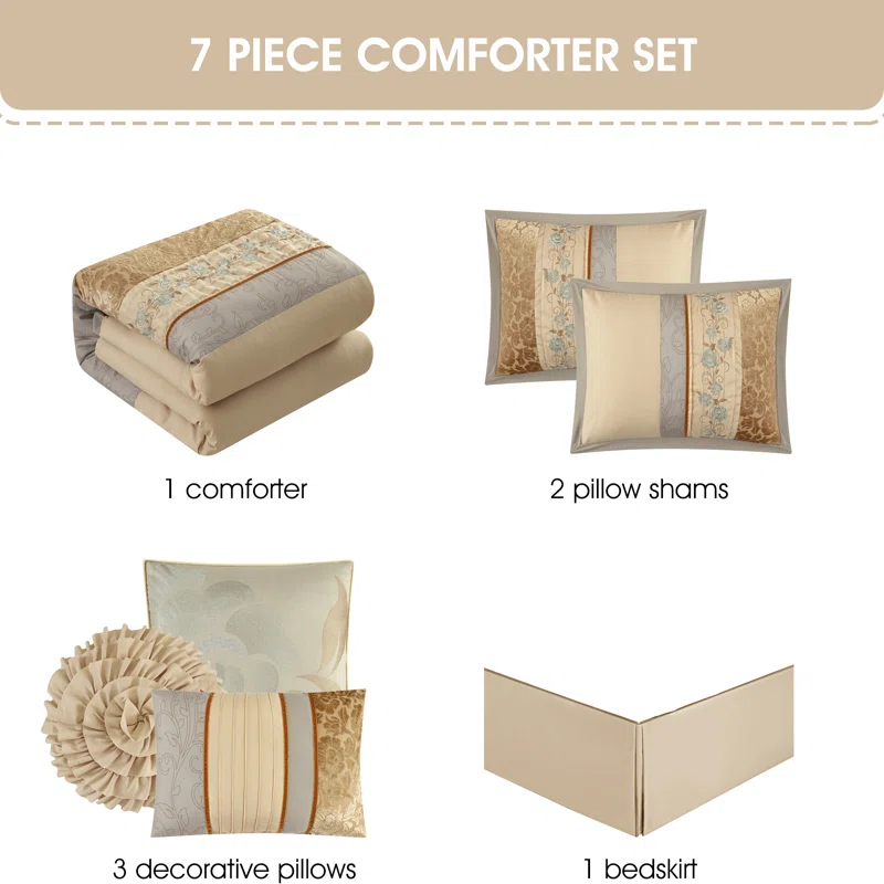 Nanshing America, Inc Riley 7 Piece Glam Comforter Set