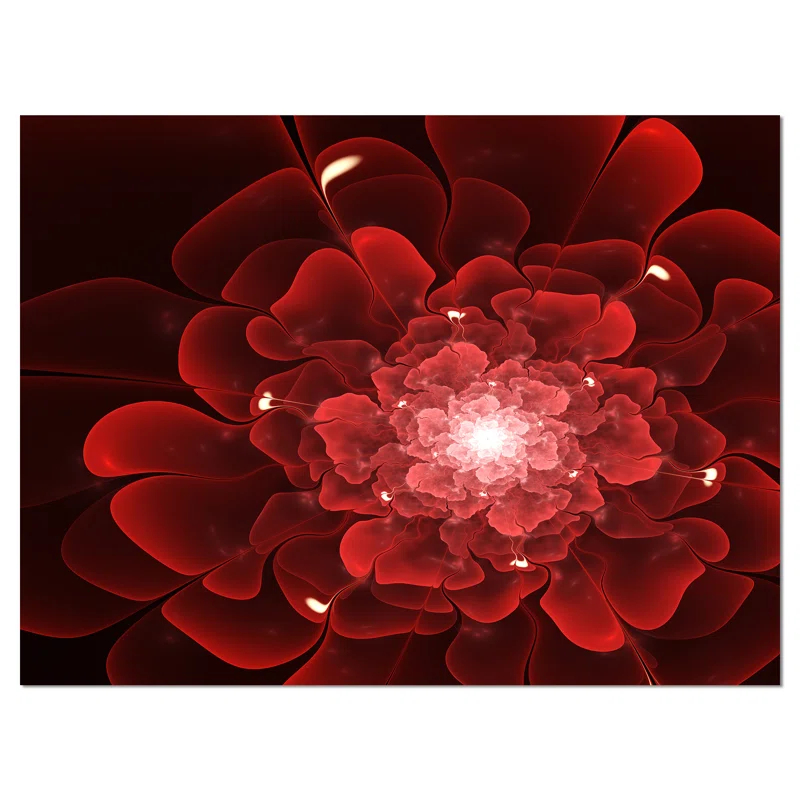 Design Art Clear Red Fractal Flower Graphic Art on Wrapped Canvas