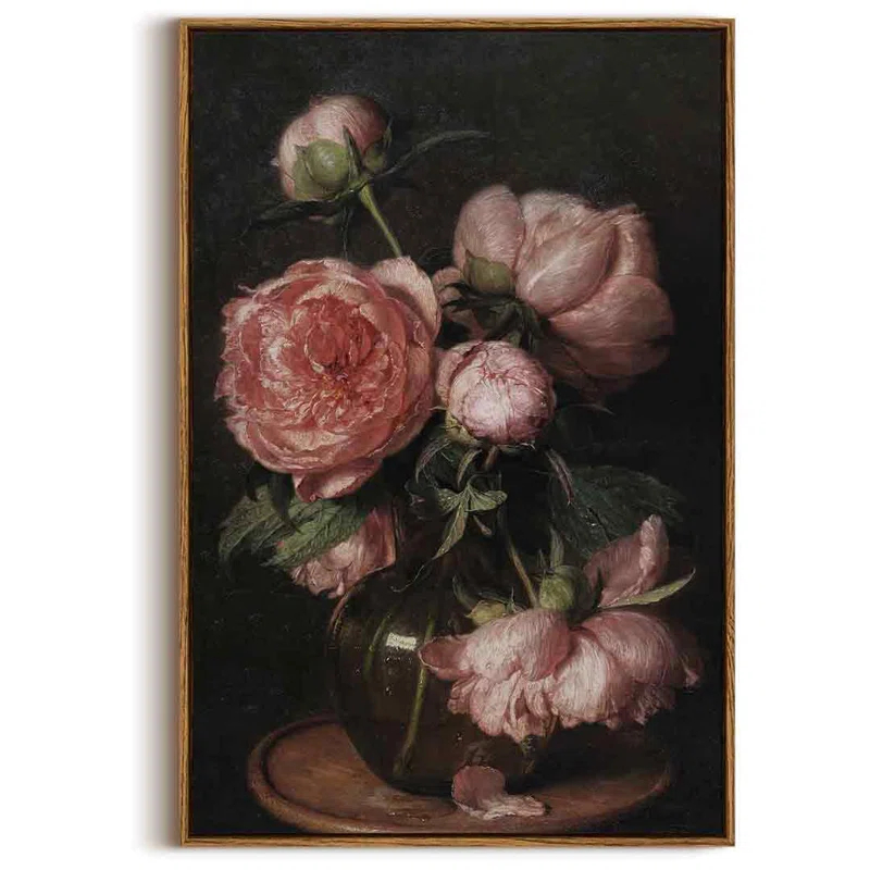 World Menagerie Framed Canvas Prints Art Vintage Decor, Botanical Canvas Wall Art Decor For Bedroom,Large Floral Prints For Living Room, French Country Decor Wall Prints, 20"X30"