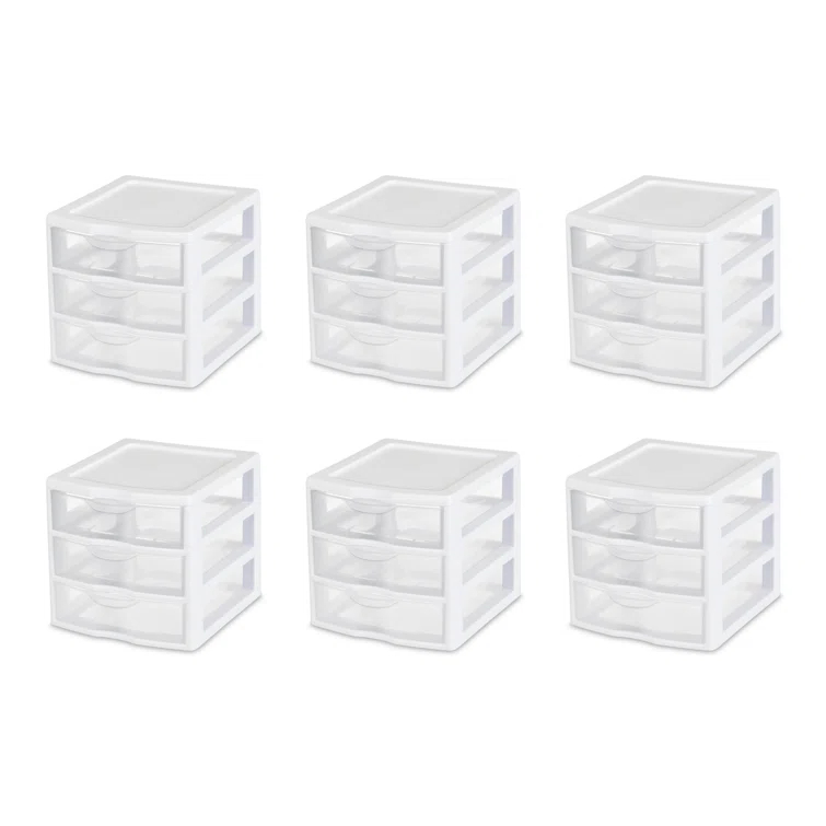 Sterilite Sterilite Clearview Plastic Multipurpose Small 3 Drawer Desktop Storage Organization Unit for Home, Classrooms, or Office Spaces