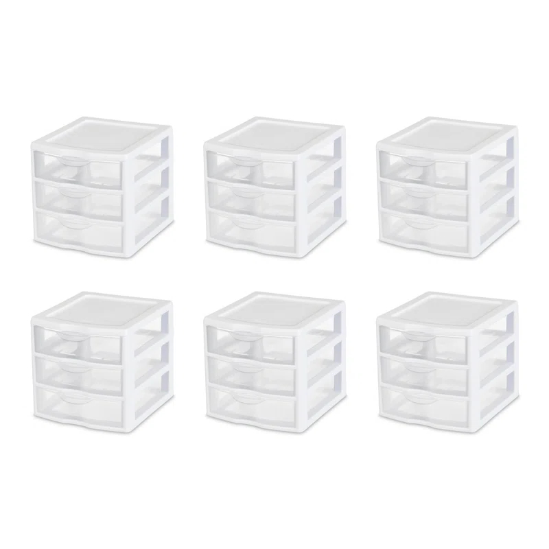 Sterilite Sterilite Clearview Plastic Multipurpose Small 3 Drawer Desktop Storage Organization Unit for Home, Classrooms, or Office Spaces