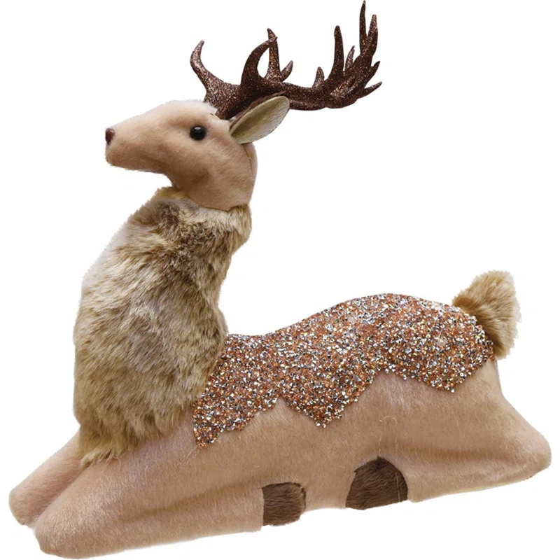Northlight Seasonal 9.5" Beige and Brown Sitting Deer Christmas Tabletop Decor