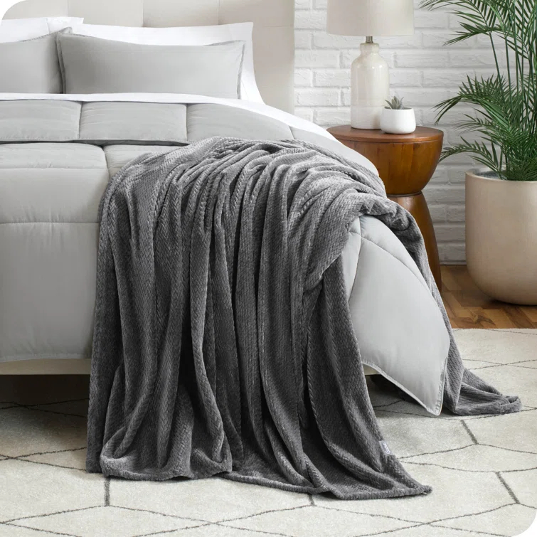 Bare Home Textured Microplush Blanket & Reviews | Wayfair