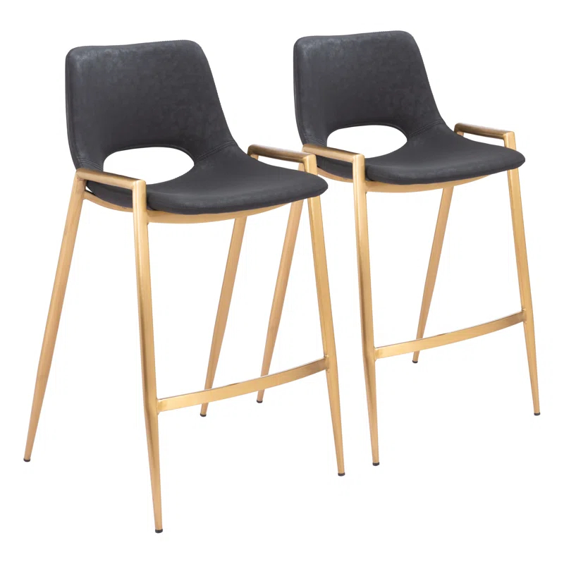 Zuo Hospitality Desi Black Upholstered Counter Stool (Set of 2)