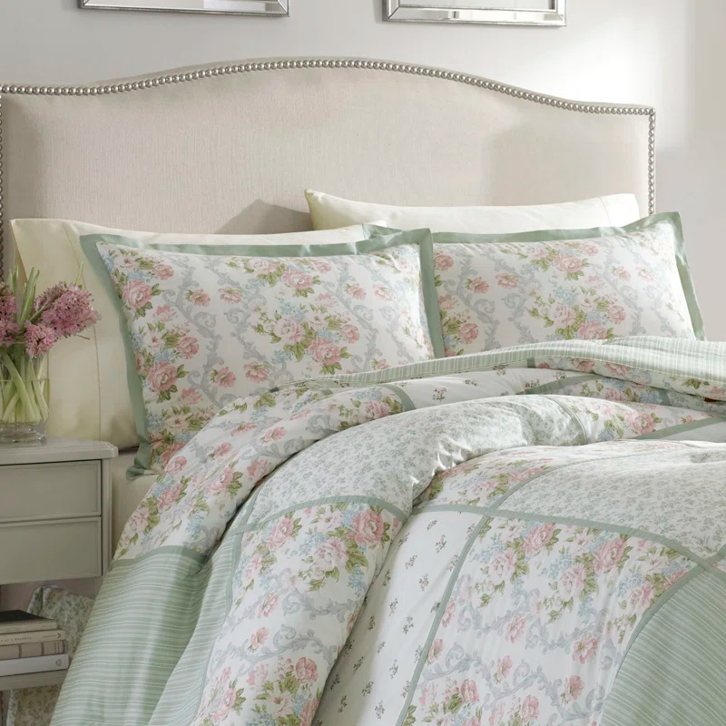 Laura Ashley Harper Green Cotton Comforter Set