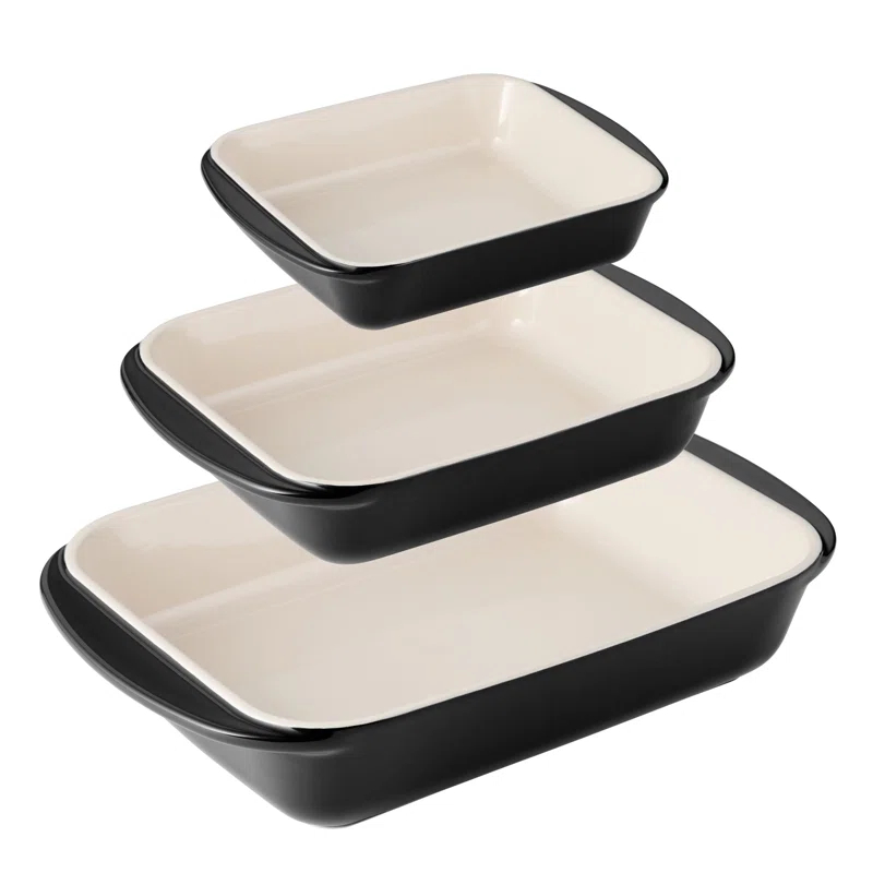 Tramontina Tramontina Mae 3-piece Ceramic Porcelain Baking Pans Set, Non Stick Casserole Dishes For Oven, Rectangular Bakeware For Lasagna, Cakes And Loafs
