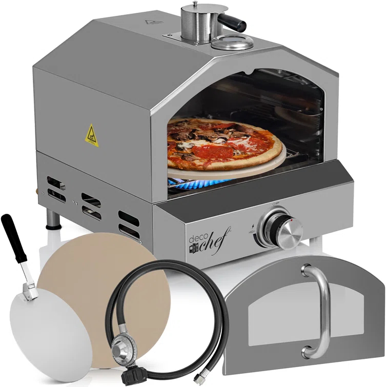 Deco Chef Deco Chef 2-in-1 Propane Gas Pizza Oven & Grill, Portable, With Pizza Stone, Peel, Rack