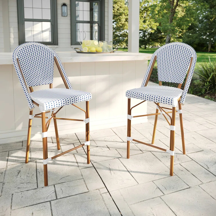 Martha Stewart Martha Stewart Lily Pond All-Weather Stackable Patio Bistro Counter Stools (Set of 2)