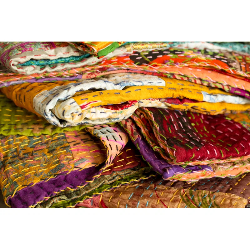 Taj Hotel Kantha Handmade Throw Blanket