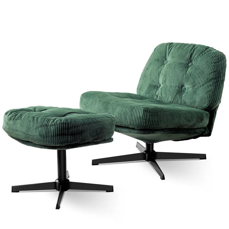 Red Barrel Studio® Hardyal Upholstered Swivel Accent Chair with Ottoman