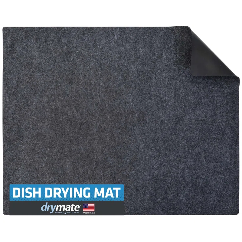 Drymate Low-Profile Dish Drying Mat, Drip Pad For Kitchen Counter - Thin/Absorbent/Waterproof/Easy To Clean
