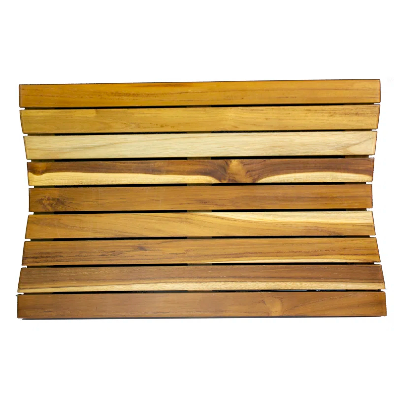 EcoDecors Eleganto Rectangle Teak Shower Mat, Teak Shower Mat for Inside Shower, Teak Bath Mat, Wood Bath Mat, Wood Shower Mat, Teak Shower Mats, Teak Bathroom Mat, Earthy Natural