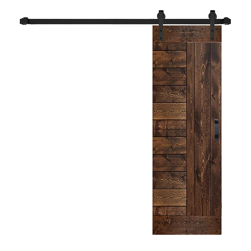 IsLife L Series Paneled Solid Wood Sliding Barn Door with Installation Hardware Kit -Assembly Needed