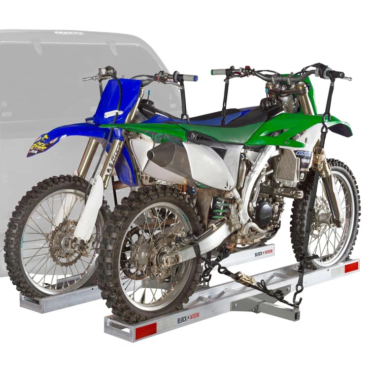 Black Widow Black Widow Double Motorcycle Carrier with Ramp for 2" Hitch, 600 Pound Capacity