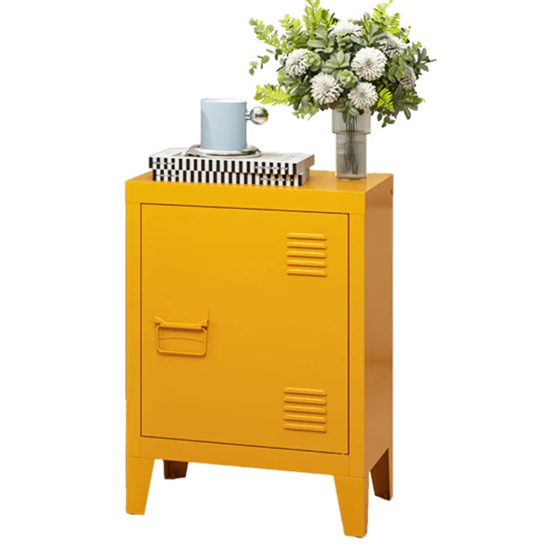 Modern Nightstand - Durable Metal Bedside Storage Cabinet