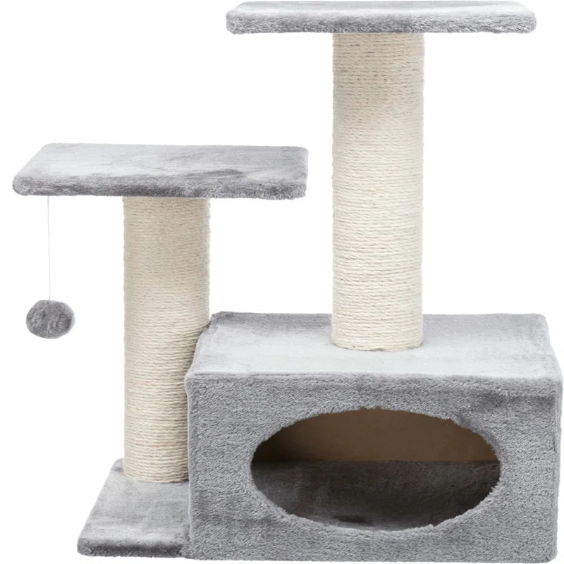 TRIXIE TRIXIE Valencia 28" Cat Tree, 3-Level Cat Tower, Sisal Scratching Posts, Plush Condo and Platforms, Dangling Cat Toy