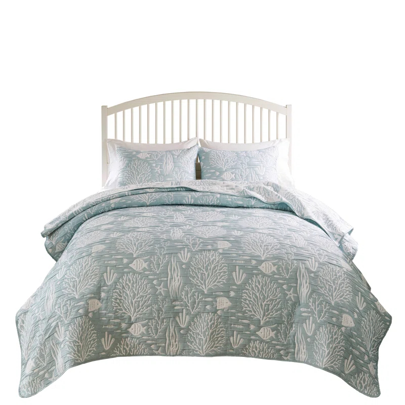 Greenland Home Fashions Coastal Paradise Jacquard Coverlet Set
