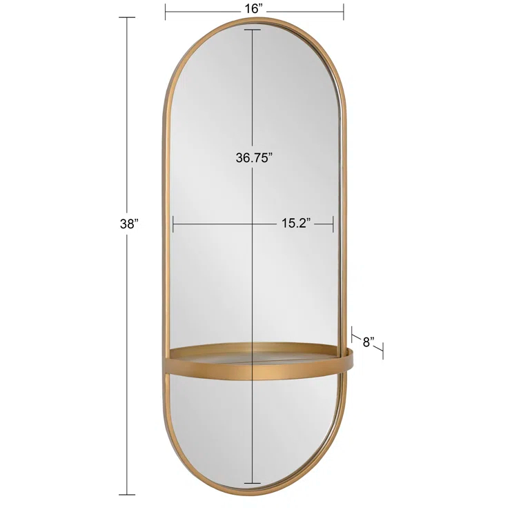 Lumi Metal Flat Mirror with Shelves