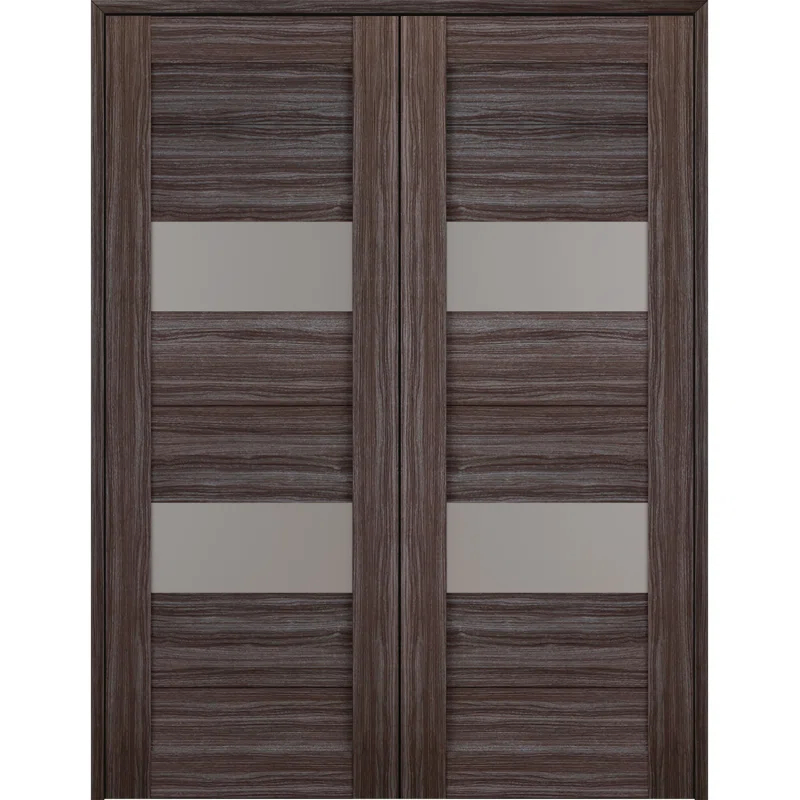 Belldinni Berta Solid Manufactured Wood and Glass Paneled Prefinished Standard Double Door