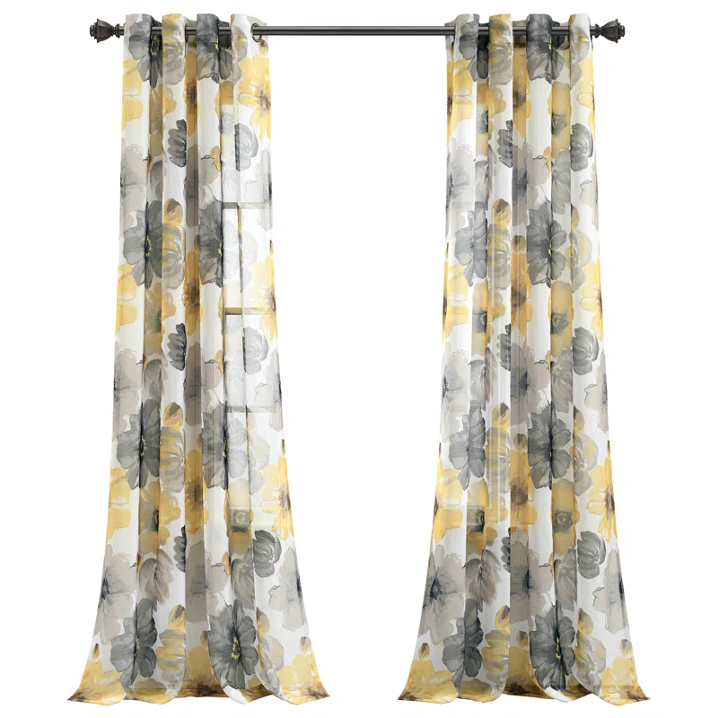 Lush Decor Leah Floral Sheer Grommets Curtain Panels (Set of 2)