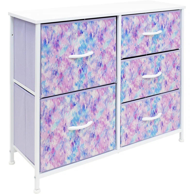 Sorbus 5 Drawers Dresser with Steel Frame and Wood Top