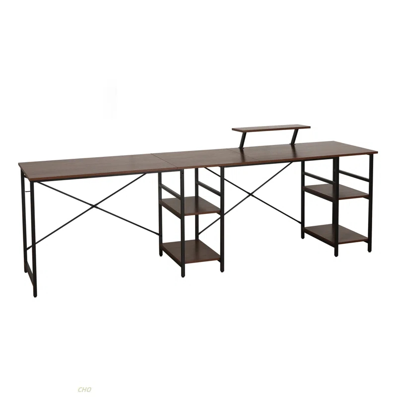 Inbox Zero Techni Mobili L-Shape Industrial Desk With Storage Shelves | Wayfair