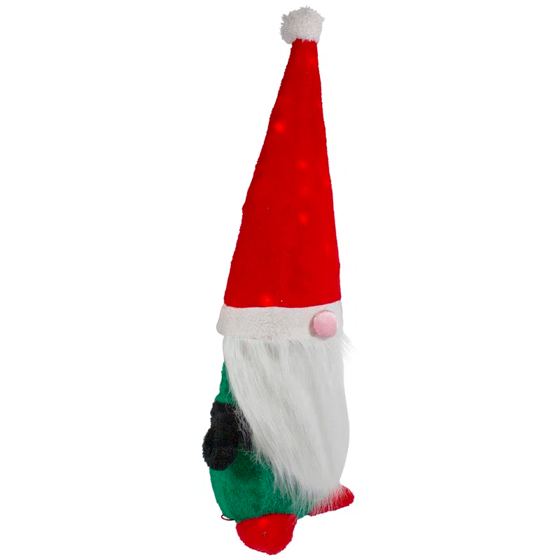 Lighted Red and Green Christmas Gnome Yard Decoration 35-inch