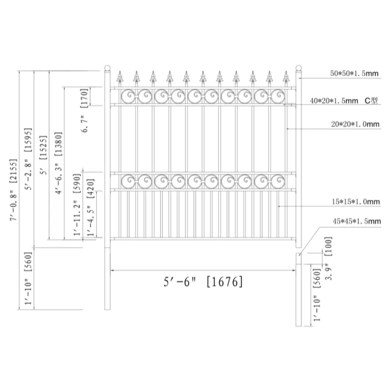 ALEKO 5 ft. H London Steel Fence Panel