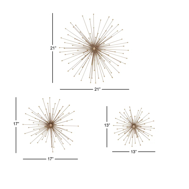 George Oliver Metal 3D Starburst Gold Wall Decor Set