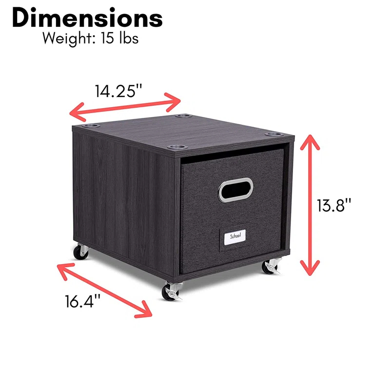 BirdRock Home 14.25'' Wide Mobile File Cabinet