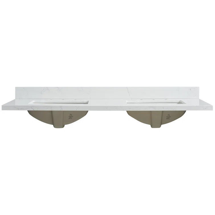 Vinnova Jaen 61'' Engineered Stone Double Vanity Top with Sink and 3 Faucet Holes | Wayfair