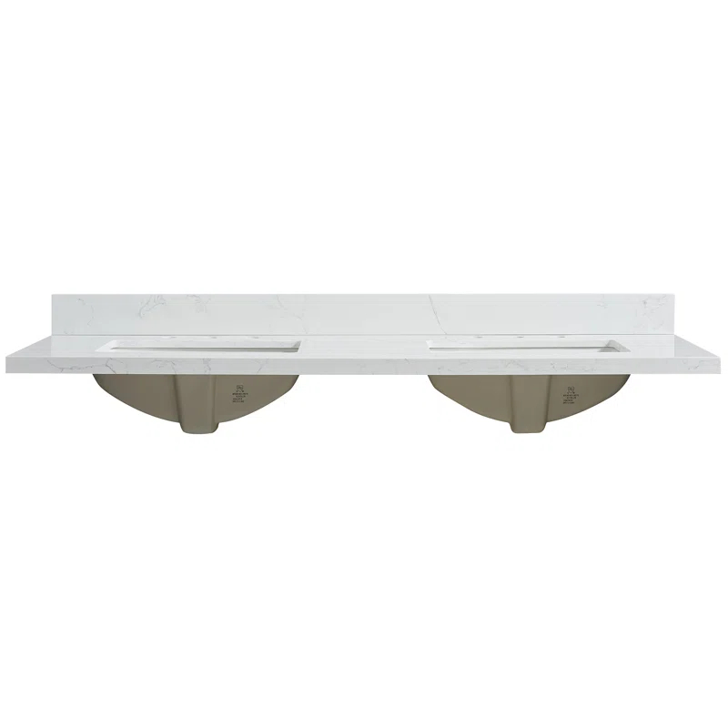 Vinnova Jaen 61'' Engineered Stone Double Vanity Top with Sink and 3 Faucet Holes | Wayfair