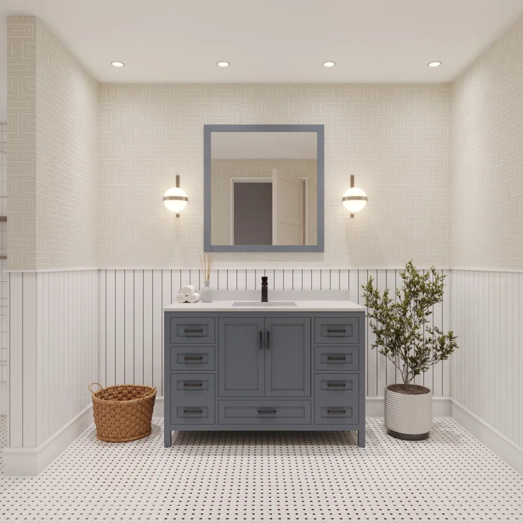 Ayna Decors Rooh 48'' Single Bathroom Vanity with White Quartz Top