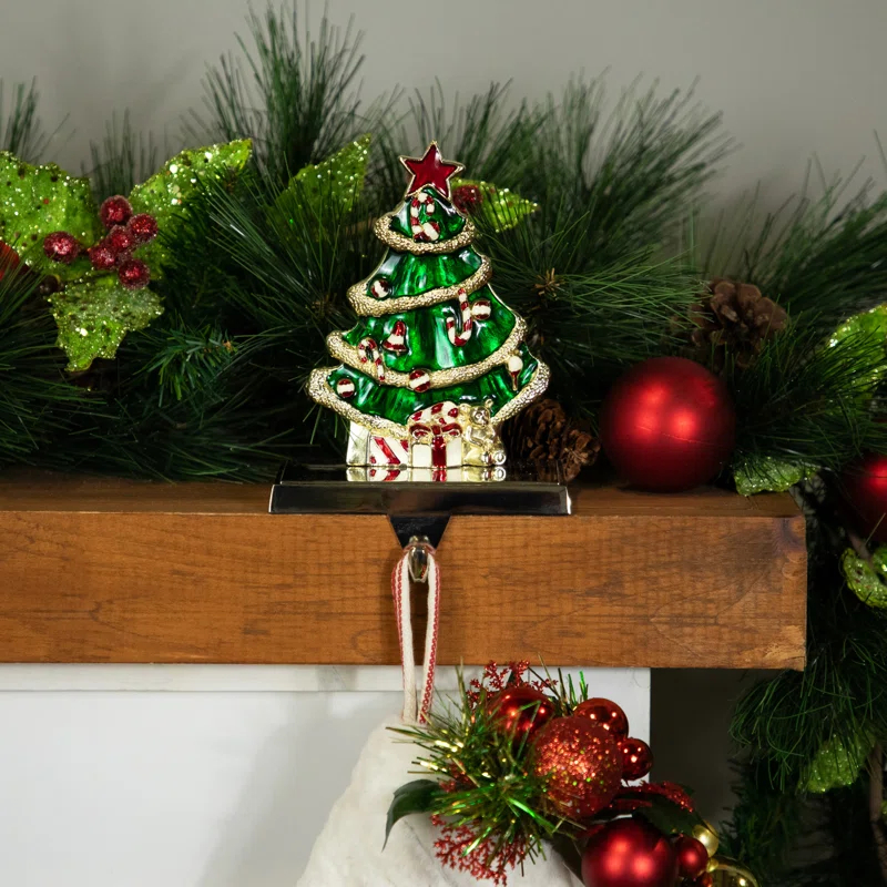 Northlight Seasonal Decorated Christmas Tree Metal Stocking Holder - 6"