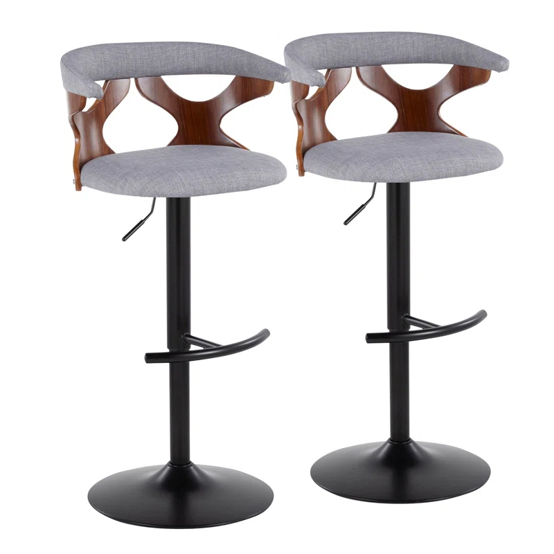 LumiSource Gardenia Swivel Upholstered Adjustable Height Counter Stool with Metal Frame (Set of 2)