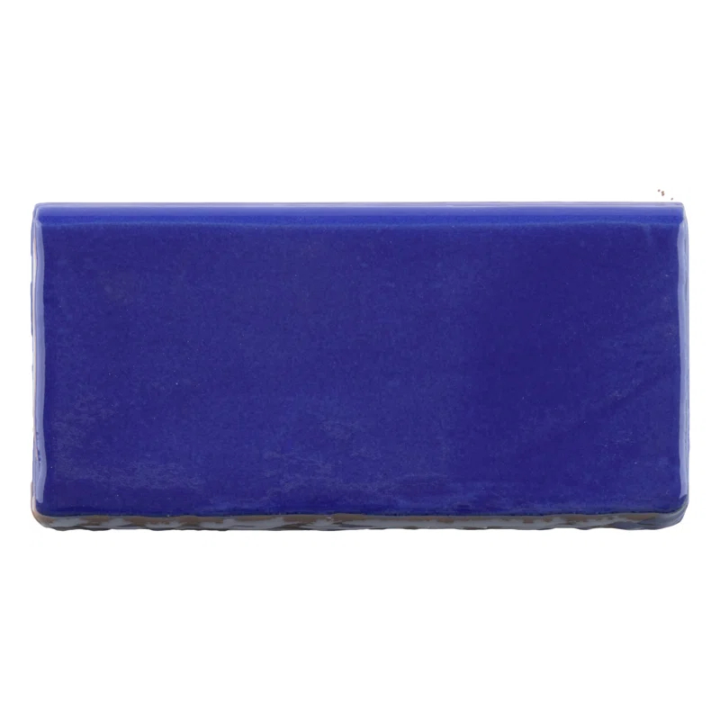 Merola Tile Viva 6" L x 3" W Ceramic Bullnose Wall Tile Trim in Blue