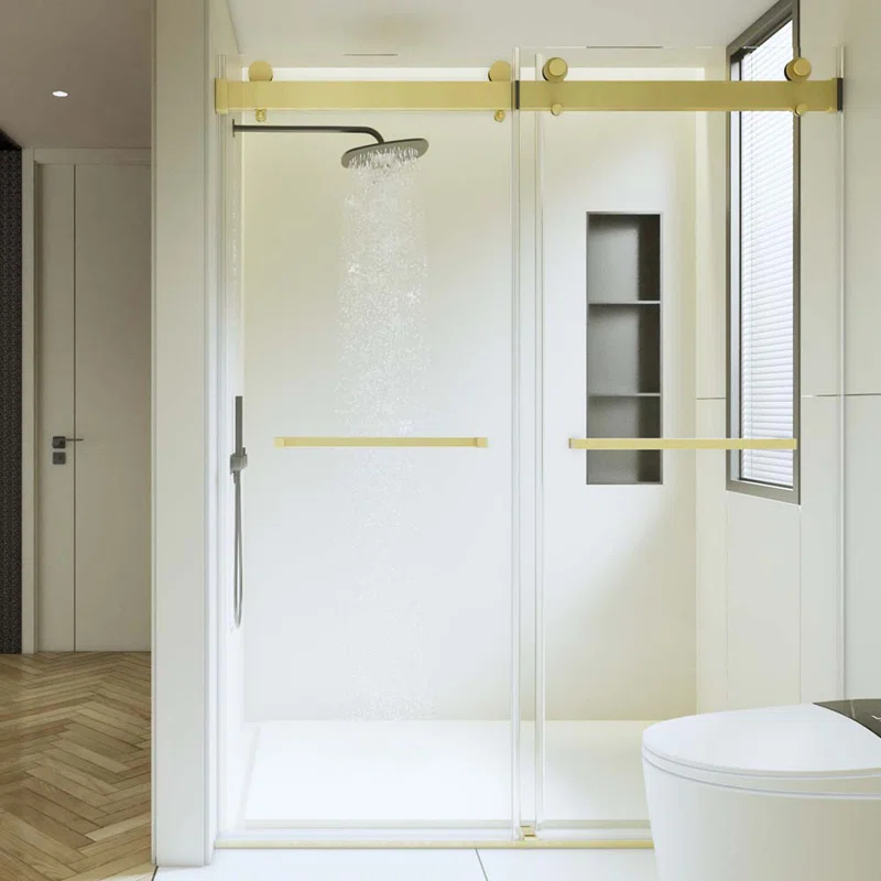 Dimorphos 56-60"W x 76"H Frameless Double Sliding Shower Door with 10mm Tempered Glass Door 11DD161822LL