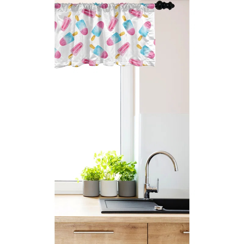 Ambesonne Geometric Valance Pack of 2 Colorful 3D Shapes