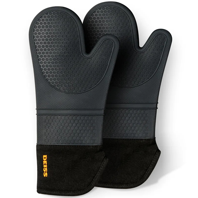 DEISS Deiss Pro 2-piece Heat and Stain Resistant Silicone Oven Mitts for Cooking
