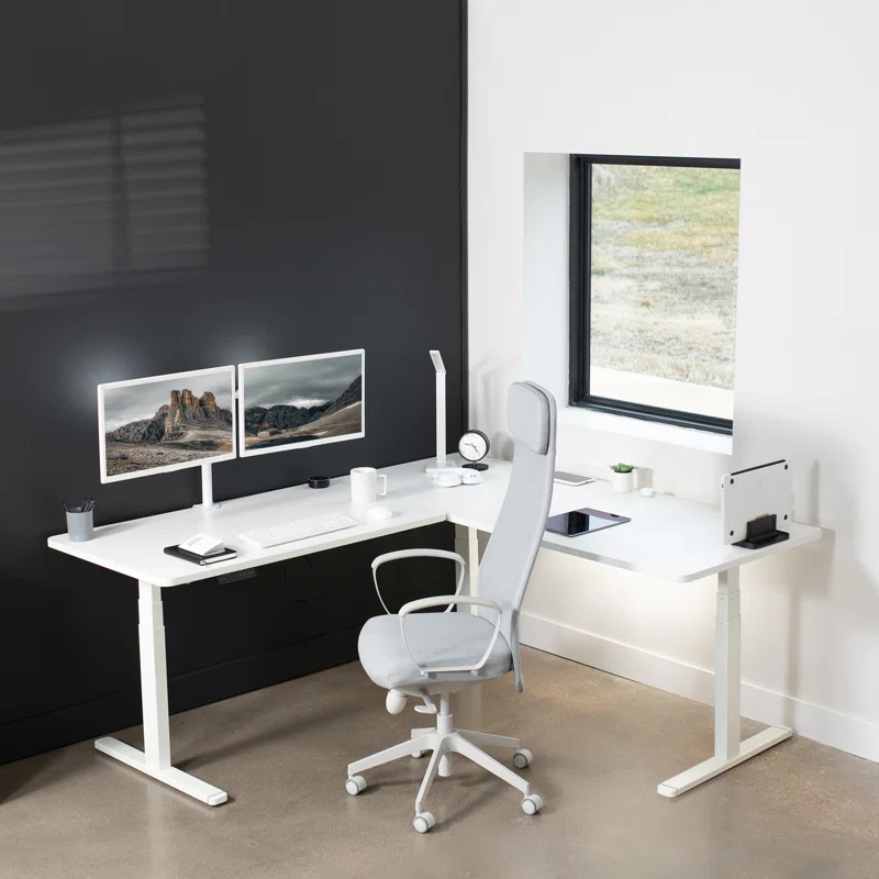 VIVO Electric 77" x 71" Corner Stand Up Desk, 3E7B Series | Wayfair